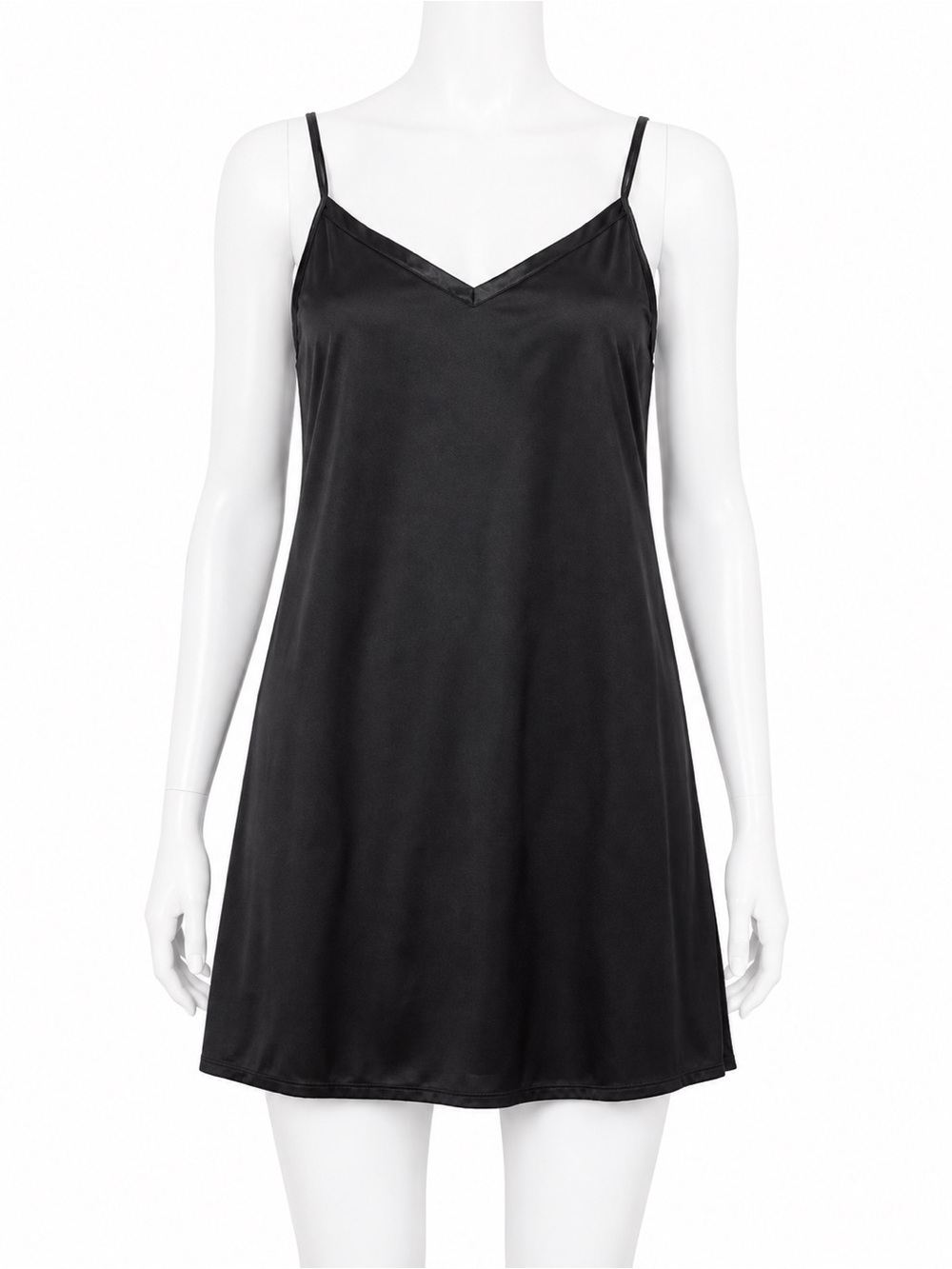 Vanity Fair Black Satin Slip Chemise